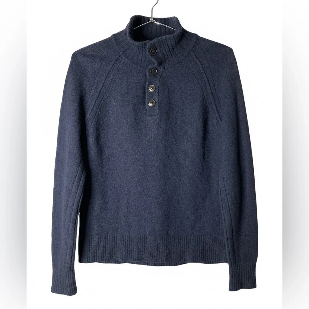 Banana Republic Men’s Navy Blue Mock Neck Button Mock Neck Sweater - Size S